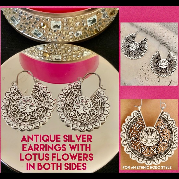 🆕BOTH SIDES LOTUS ANTIQUE FLOWERS EARRINGS - Picture 3 of 6